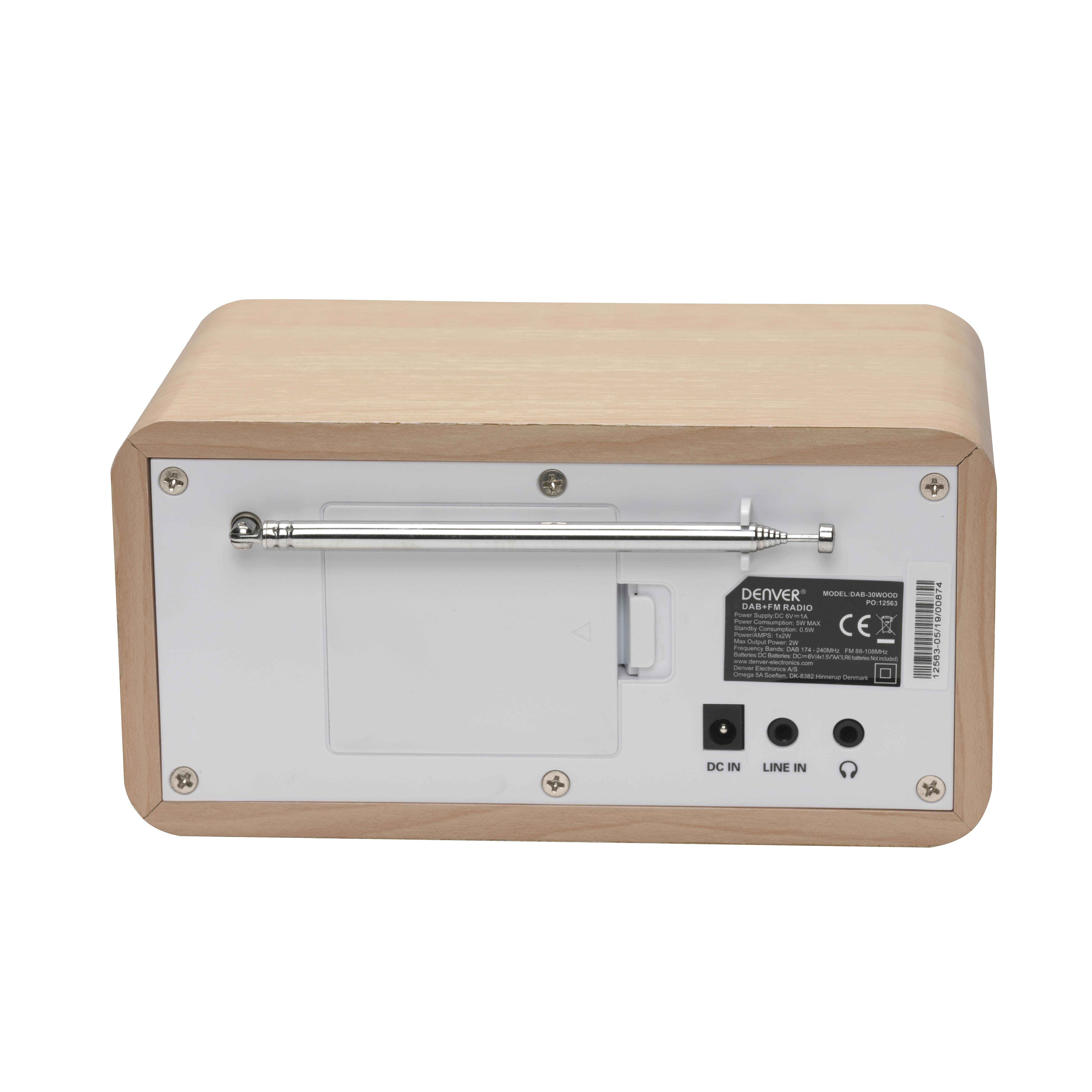 Denver DAB-48WHITE Radio portable Personnel Numérique Blanc, Bois