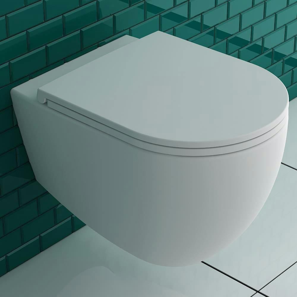 Hänge-WC Antibakteriell Abnehmbarer WC-Sitz mit Soft-Close Absenkautomatik Alpenberger Spülrandloses Dusch-WC mit Lotuseffekt & Einhebelarmatur