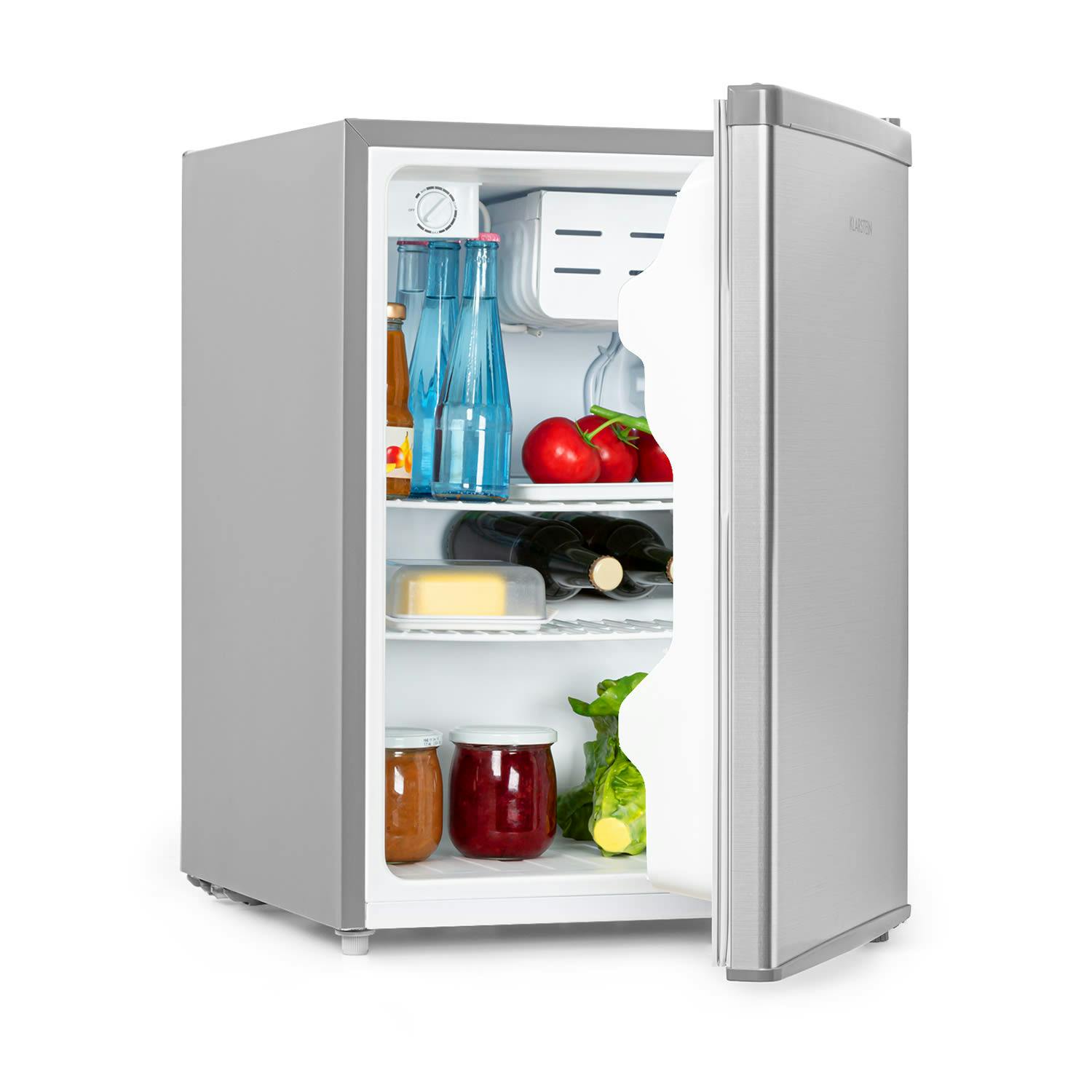 Cool Kid Mini-Kühlschrank mit 4-L-Gefrierfach 66 Liter 41dB Silbergrau