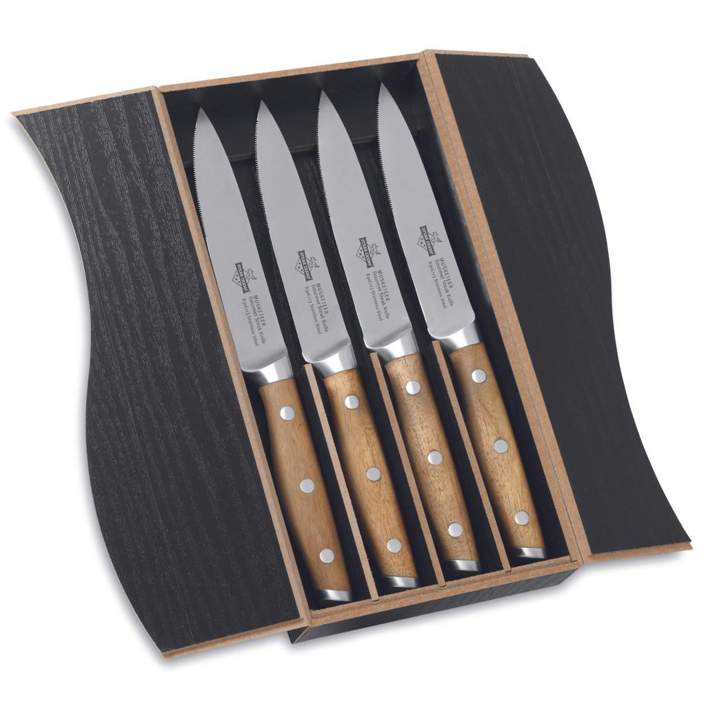 SteakChamp Steakmesser 4er Set Gourmet `4 Musketeer` in Geschenkbox
