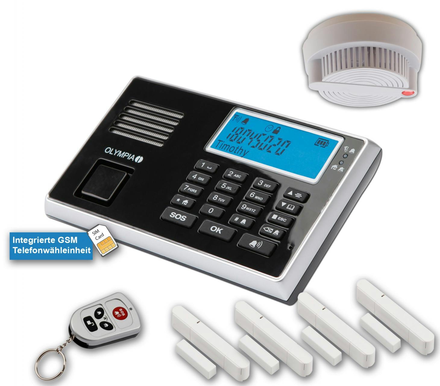 OLYMPIA Protect 9060 Drahtloses GSM Alarmanlagen-Set Mit Rauchmelder ...