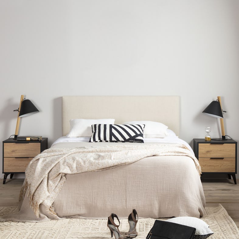 Cabecero cama queen 160 x 60 rombos blanco tela