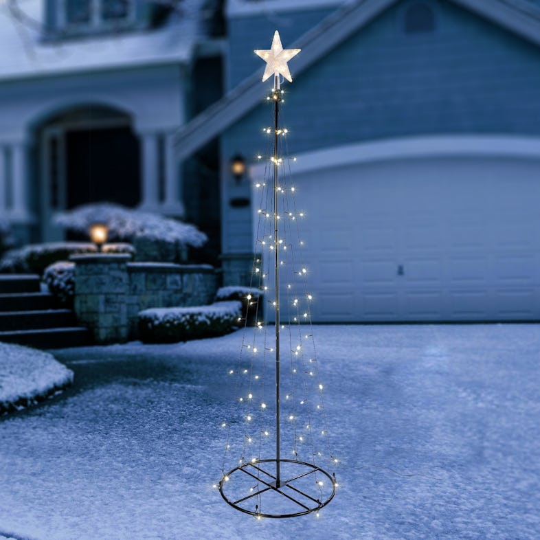 LED Lichterbaum mit Stern Weihnachtsbaum 1,2m 70 LED für Außen