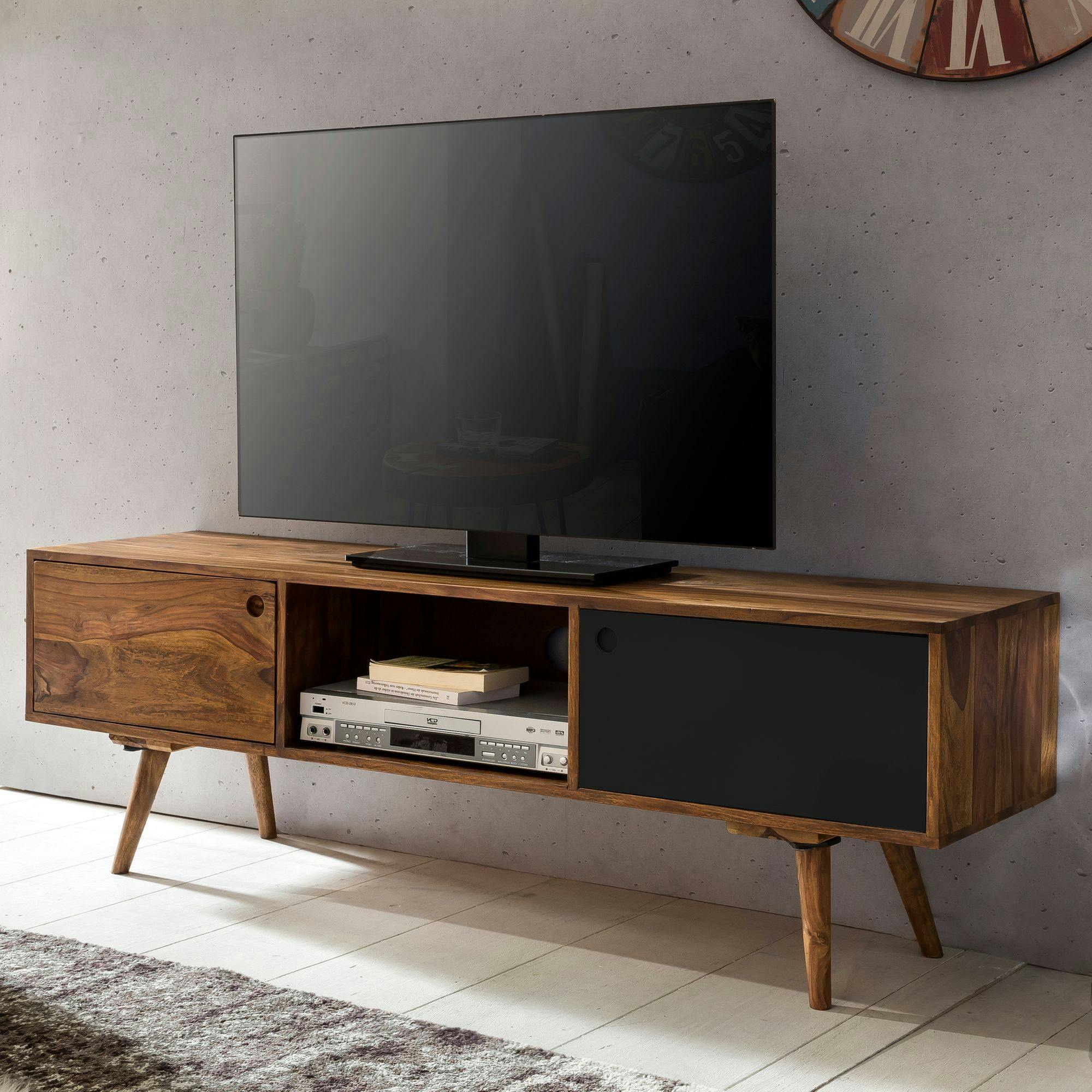 FineBuy Lowboard Massivholz Kommode 140 cm TV-Board Landhaus-Stil 40 cm TV- Möbel kaufen bei