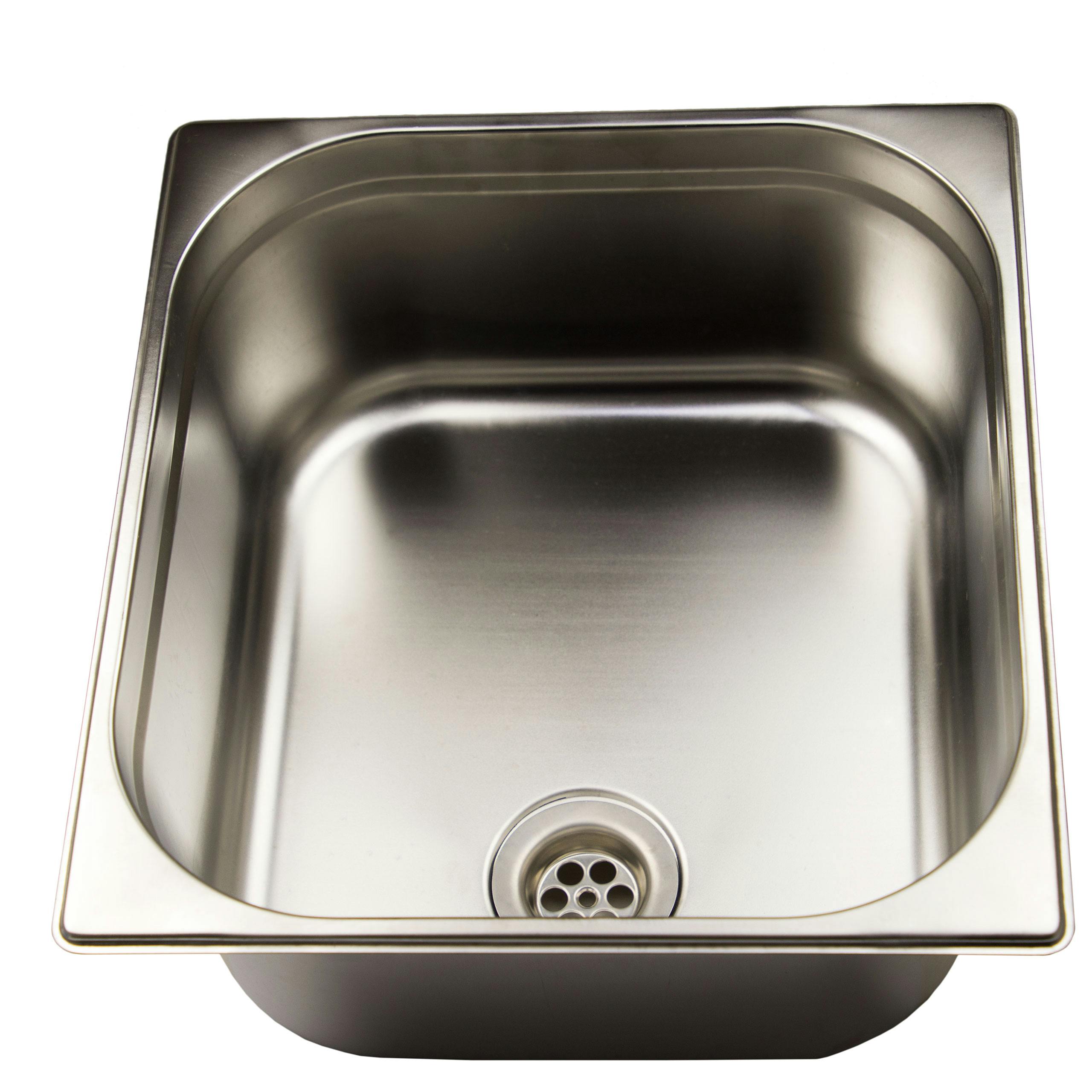 Waschbecken Edelstahl 2/3 x 150mm tief GN Pan Basin mit Spülventil