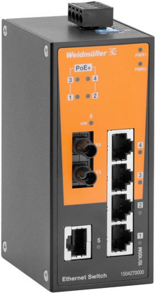 Weidmüller IESWBL06T1TX4POE1ST Industrial Switch 10 / 100 MBit/s PoEFunktion METRO