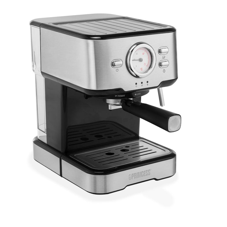 PRINCESS Máquina de Espresso y cápsulas, Presión: 20 bar, Termostato regulable, Tubo vapor, Depósito 1.5 L, 1100 W