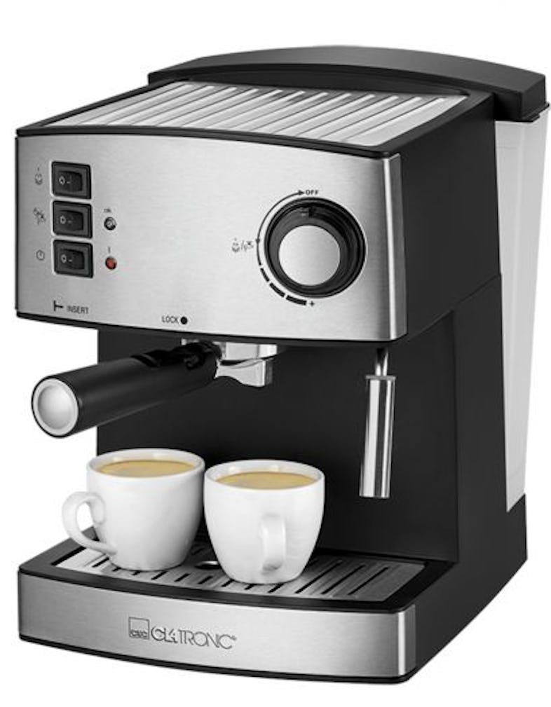 Clatronic ES 3643 Macchina per Caffè Espresso e Cappuccino 15 Bar,  Montalatte, Scaldatazze, 850W, Argento