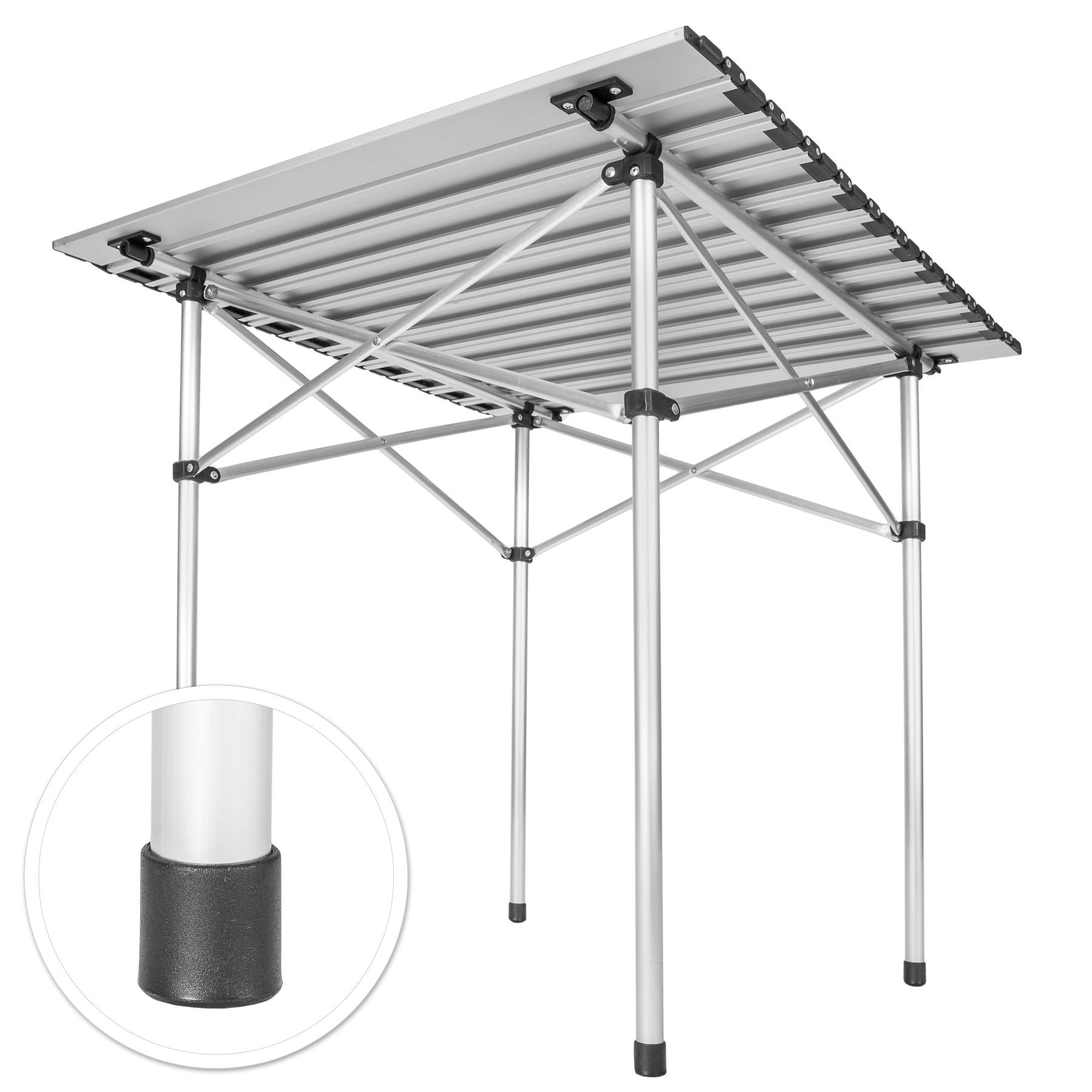 tectake tavolo da camping in alluminio 70x70x70cm, pieghevole