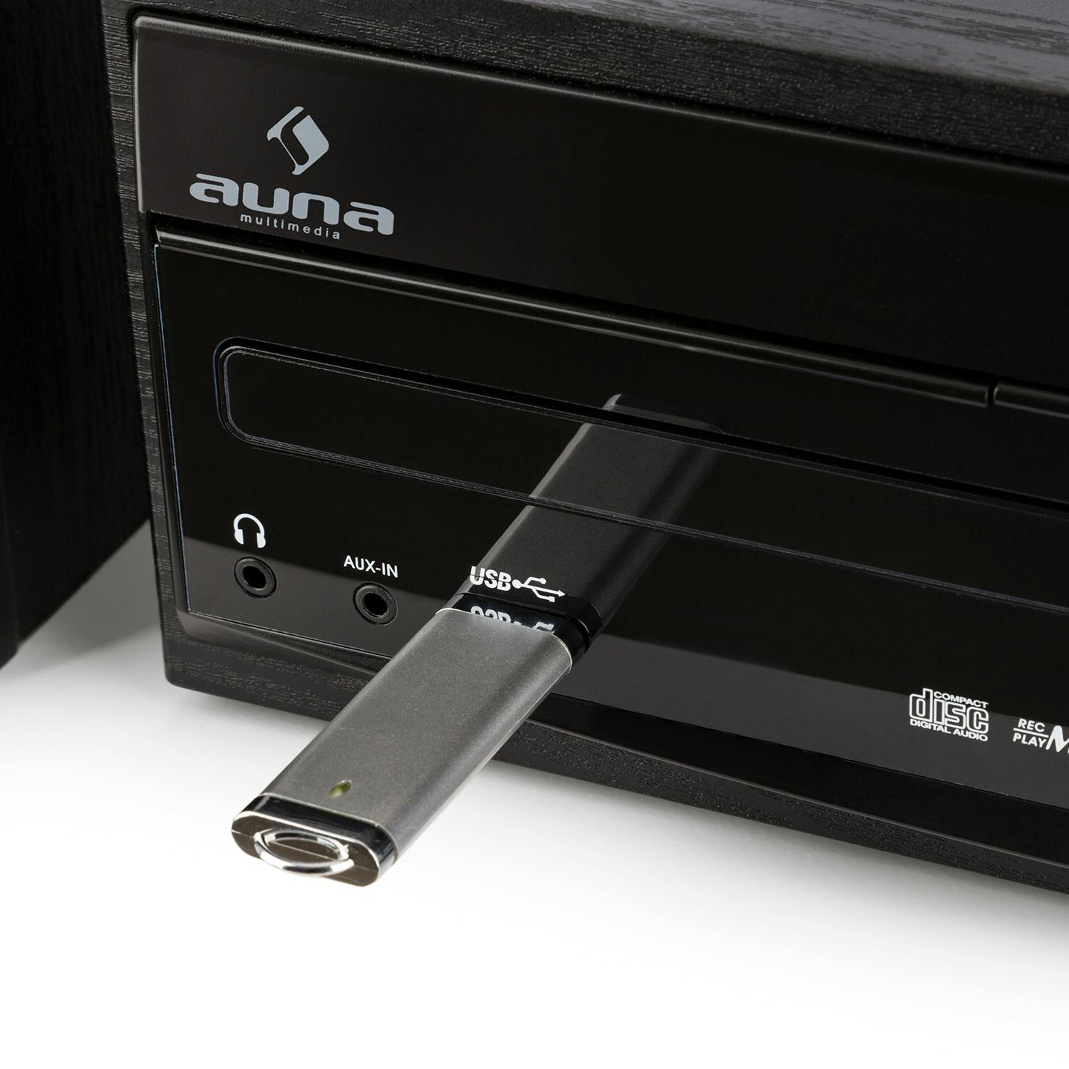 DS-2 Stereoanlage Plattenspieler CD MP3-Recorder USB AUX-In UKW Boxen  Schwarz