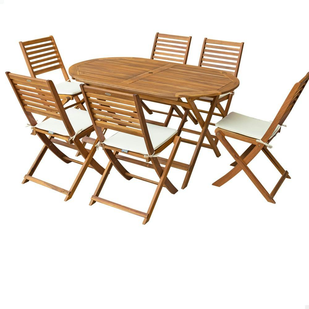 Set muebles de terraza mesa y sillas madera acacia Aktive MAKRO