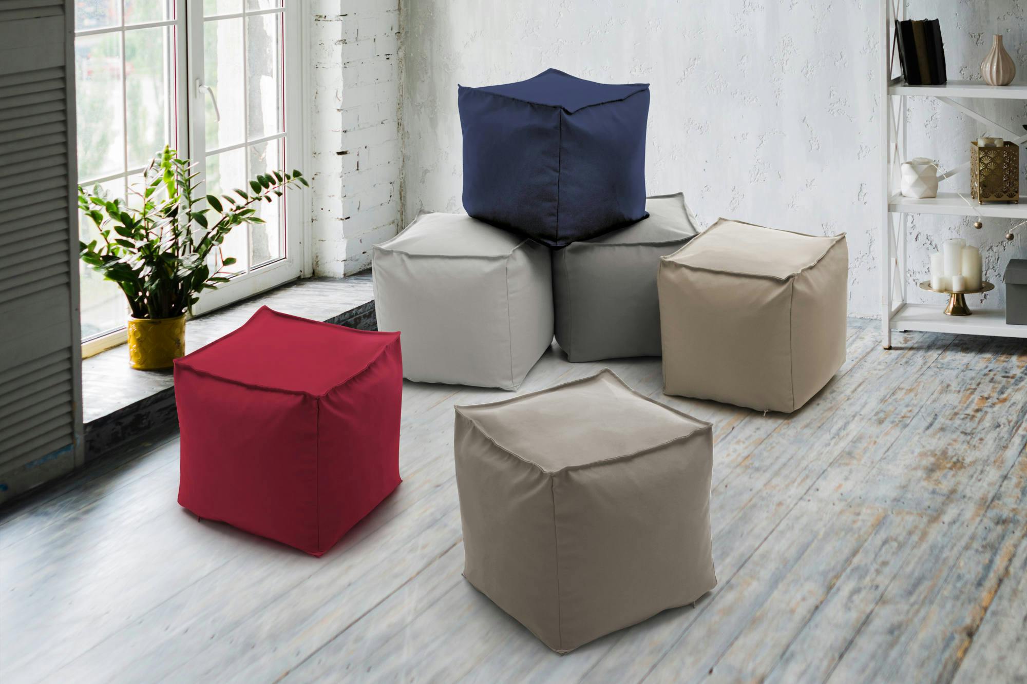 Pouf Sacco, 100% 100% Made in Italy, Poltrona a sacco in ecopelle, cm  70x70h110, colore Rosso