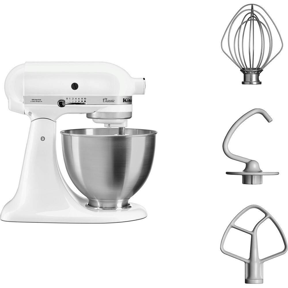 KitchenAid Batedeira Classic 5K45SSEWH, 275 W, Metálico, branco Makro