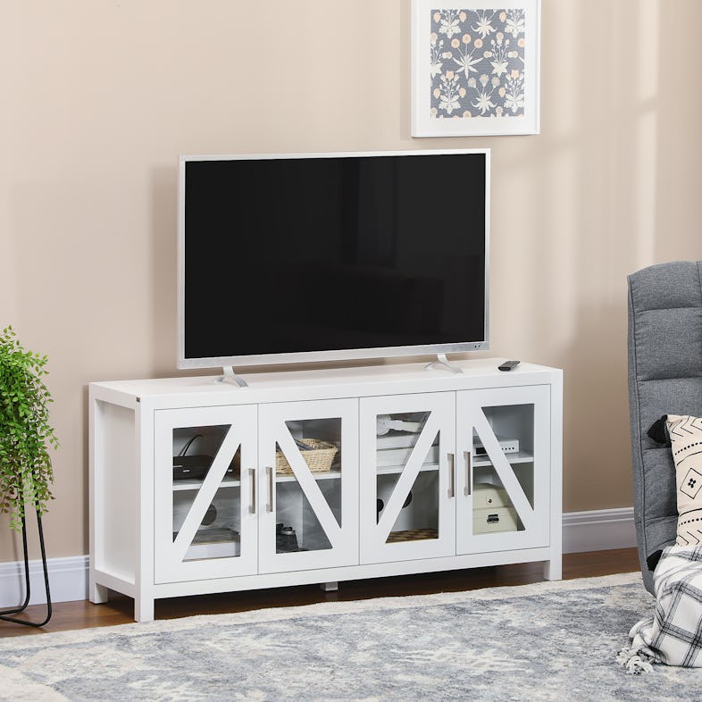 Mueble de tv moderno con 2 puertas HOMCOM 110x39x48,8 cm natural