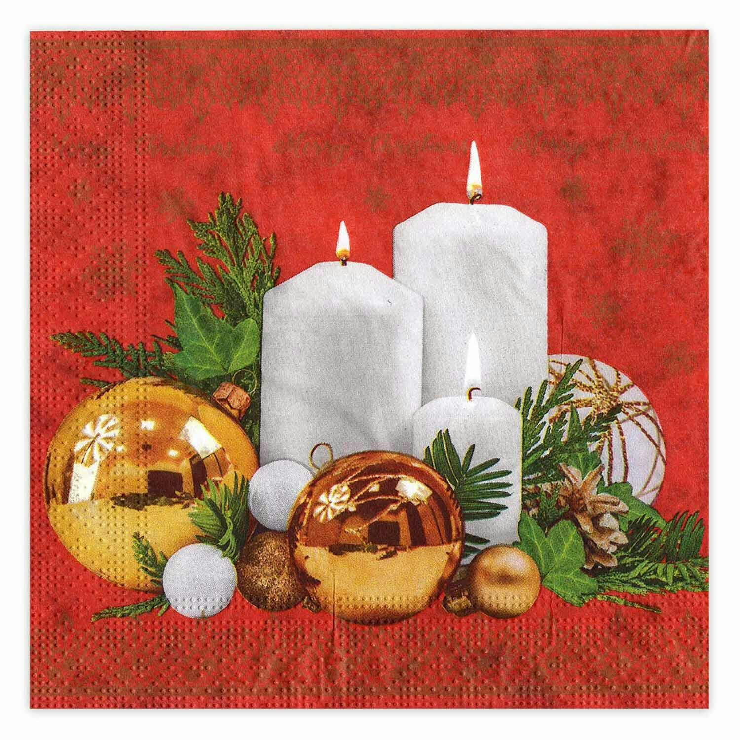 20x Weihnachtsservietten 3-lagig 33 X 33 Cm Kerzen Und Kugeln | METRO ...