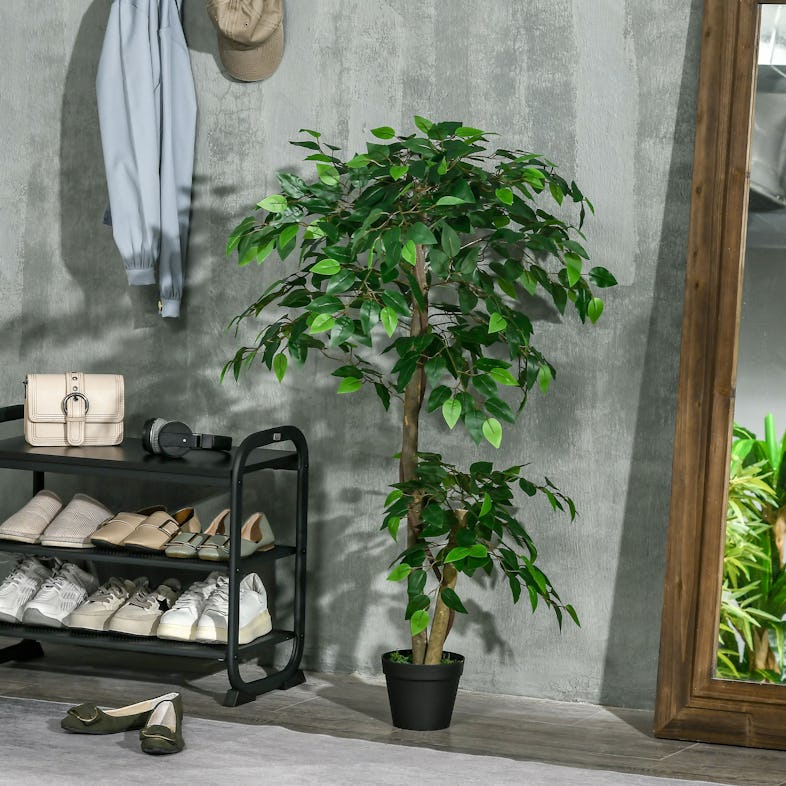 Outsunny Árbol de Bambú Artificial en Maceta 120 cm Planta Artificial  Decorativa para Interior y Exterior Hogar Salón Oficina Verde