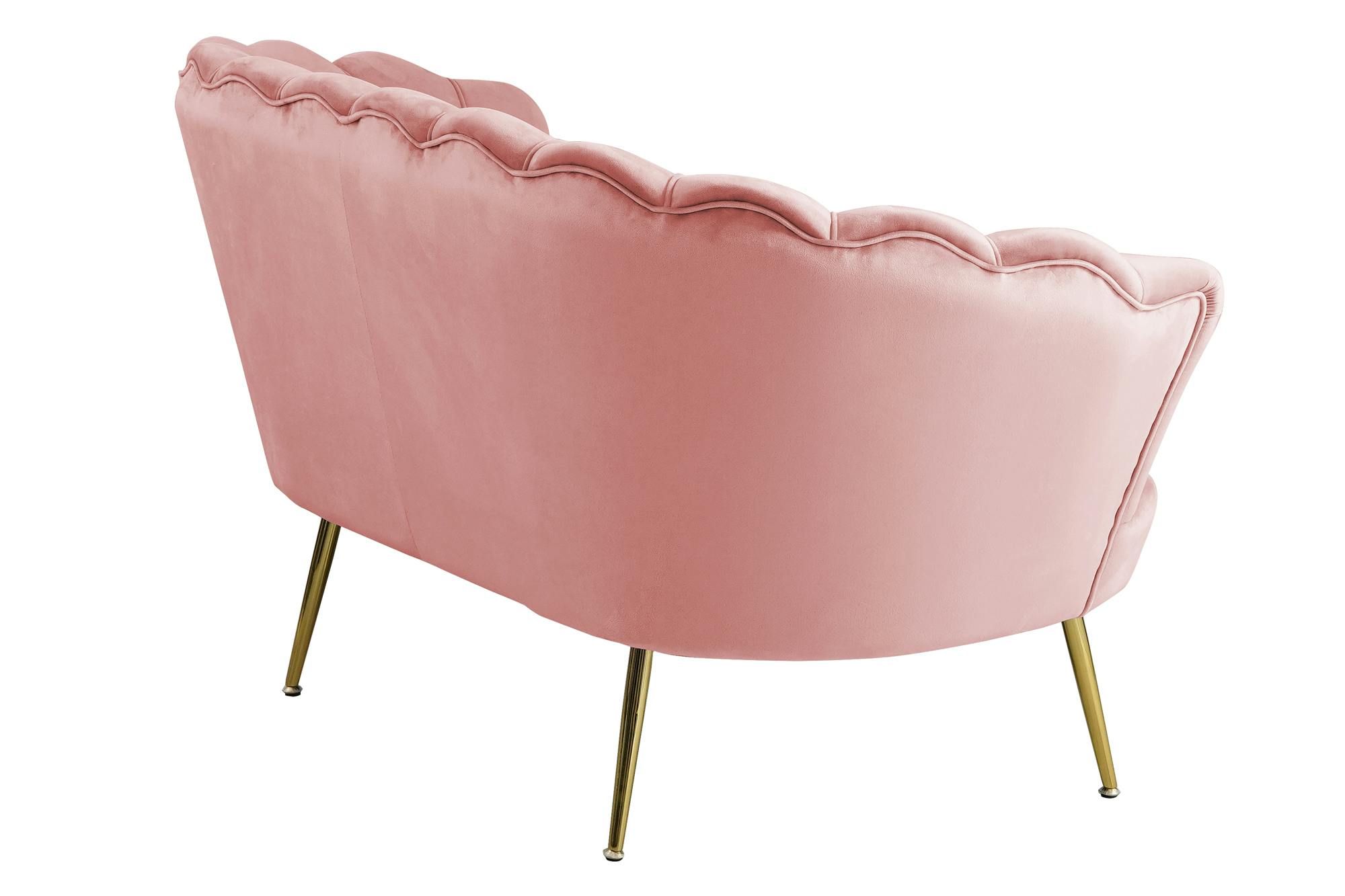 SalesFever schelp sofa | fluwelen stofhoes | goudkleurig metalen frame | B  136 x D 76 x H 78 cm | roze | MAKRO Webshop