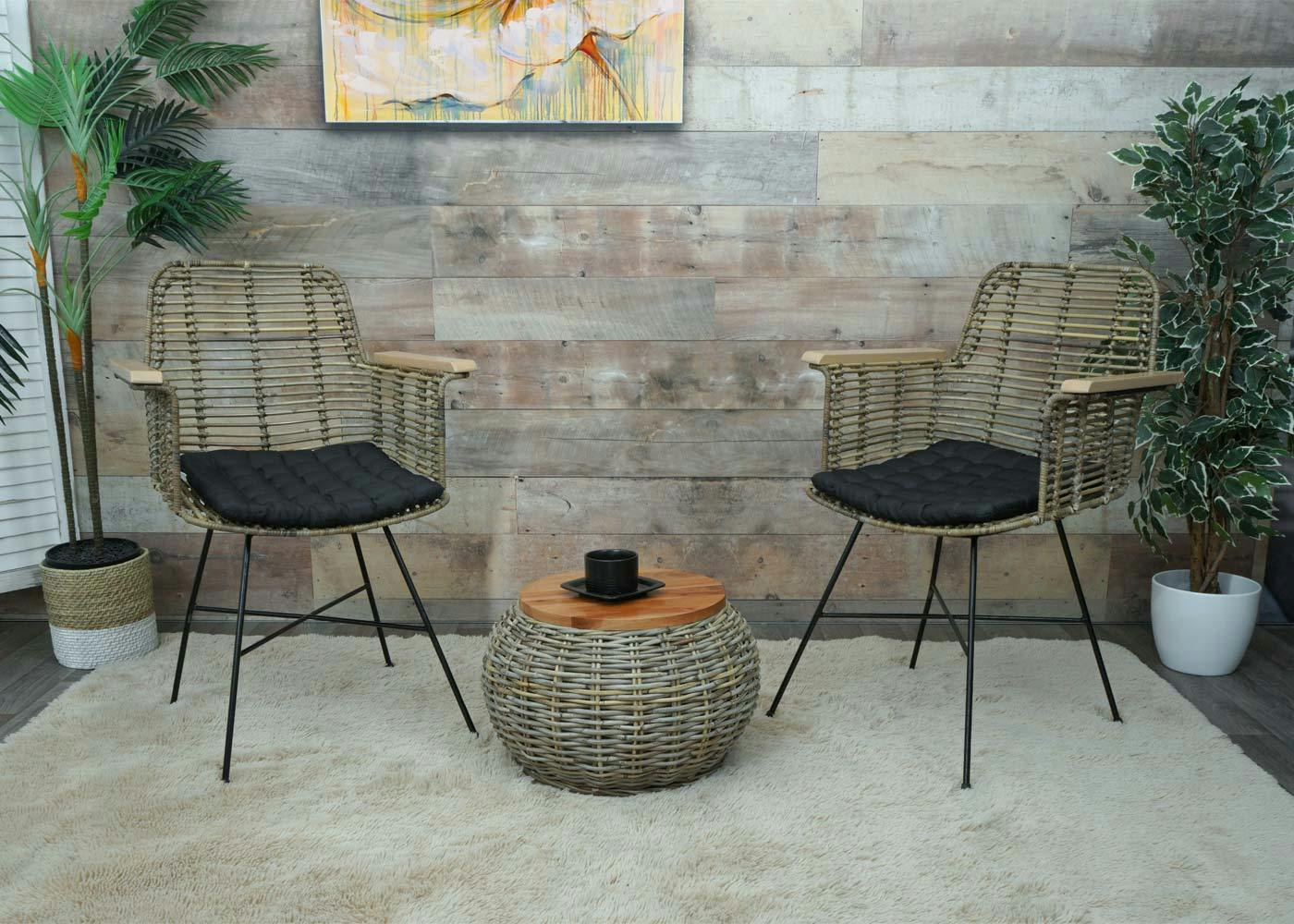 Sedia da pranzo HWC-M29, sedia da cucina sedia in vimini poltrona