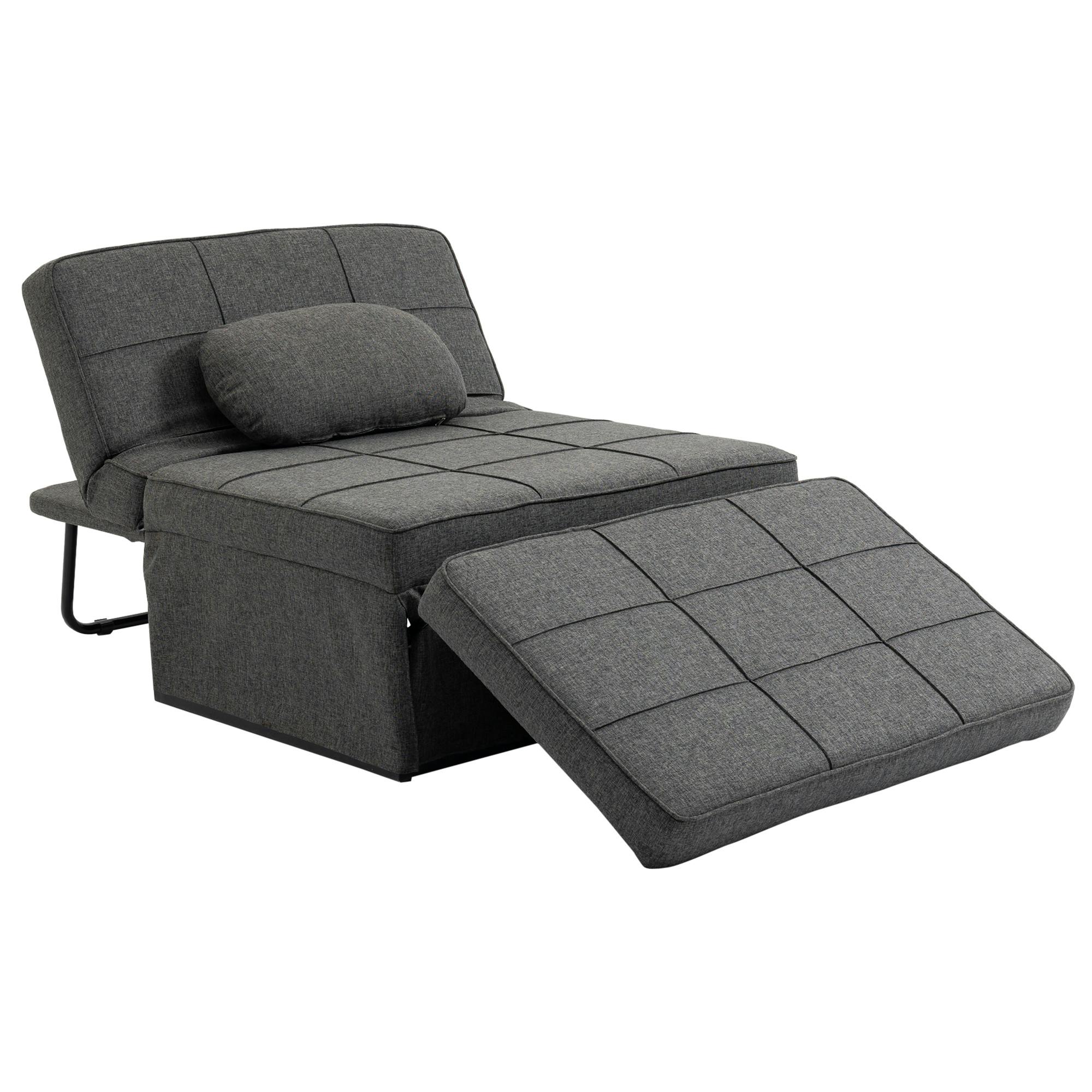 Sofá cama de 3 plazas con reposapiés movible HOMCOM 207x81x80 cm