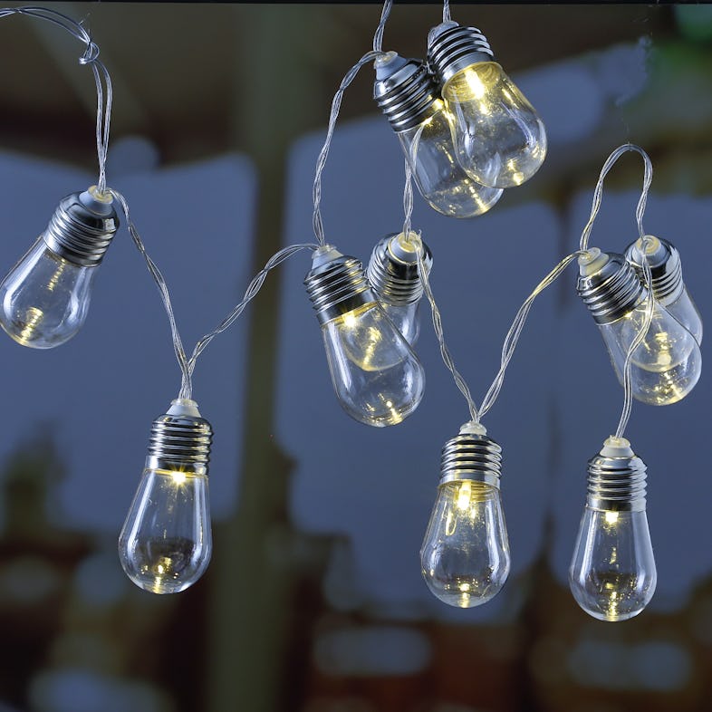 LED Deko Lichterkette 10 transparente Glühbirnen Batteriebetrieb