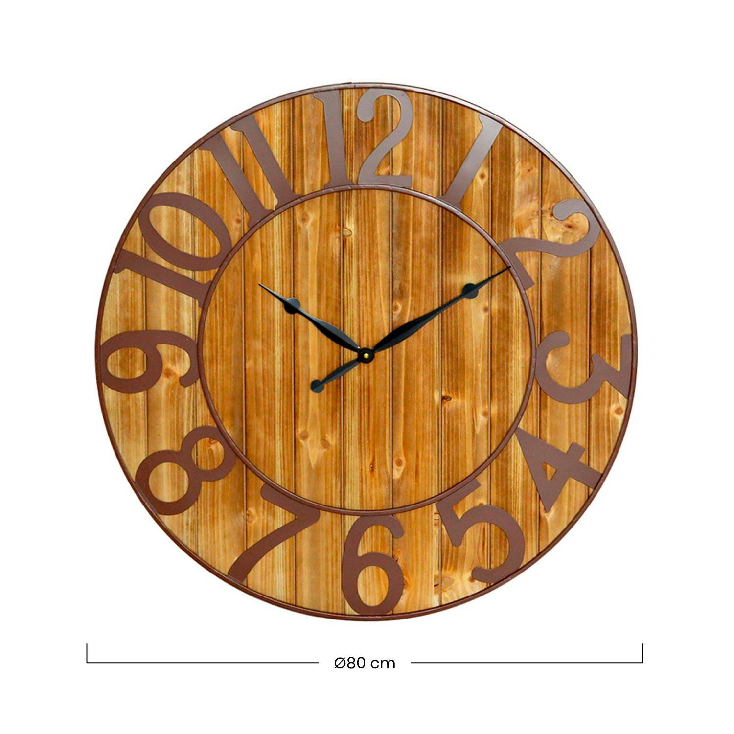 Reloj de Pared Vintage Madera Oscura Ø60cm Thinia Home