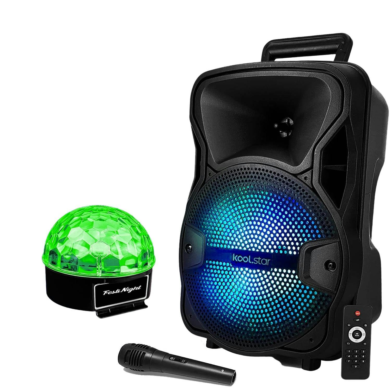 Enceinte Enfant SONO DJ SPACER08 Karaoke KOOLSTAR Mobile Batterie 8 - 200W  USB/Bluetooth/SD + Micro + Jeu Light UFO BALL6