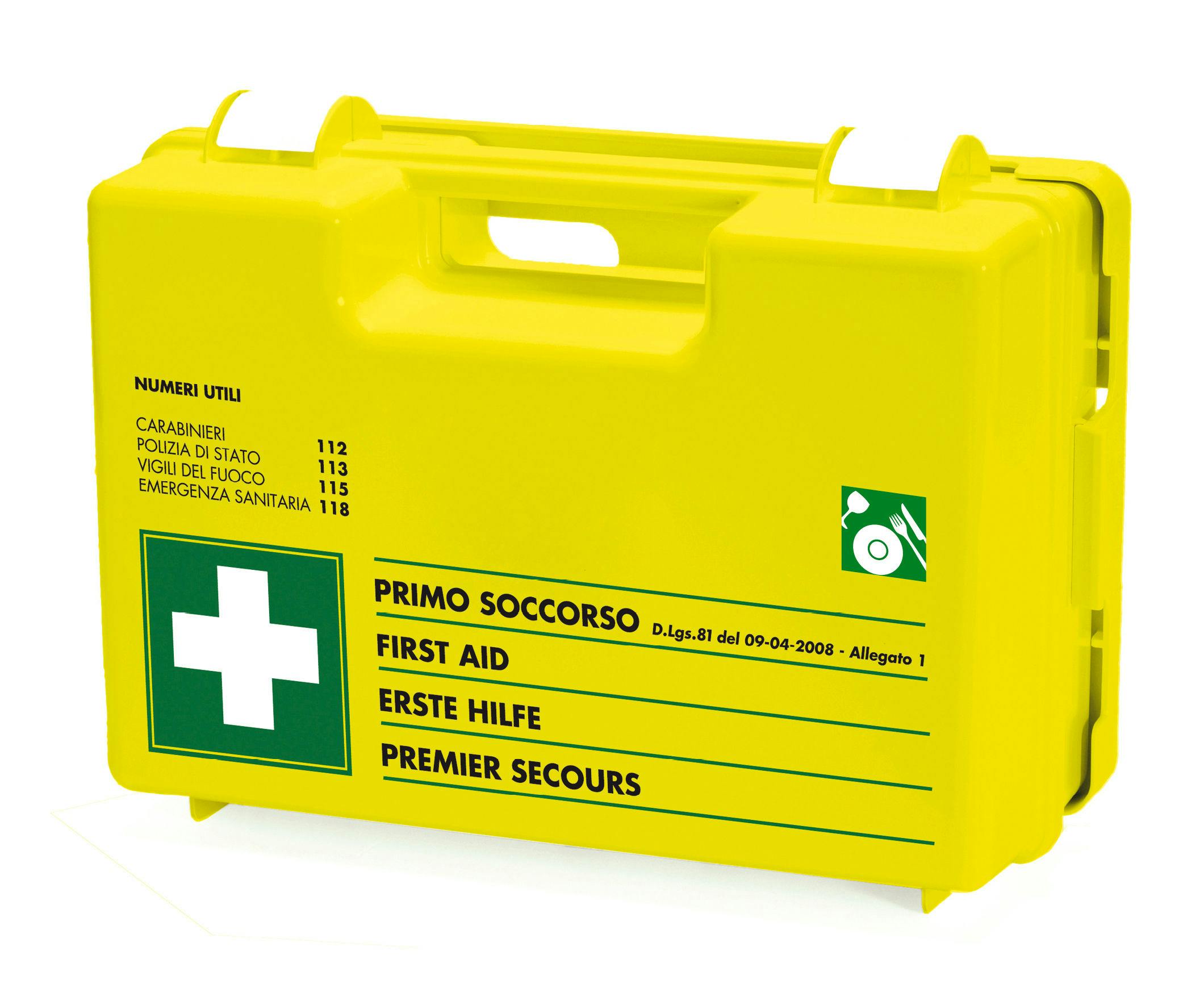 Valigetta Pronto Soccorso in ABS modello Risto Fluo gruppo AB (oltre 2  persone), giallo fluo