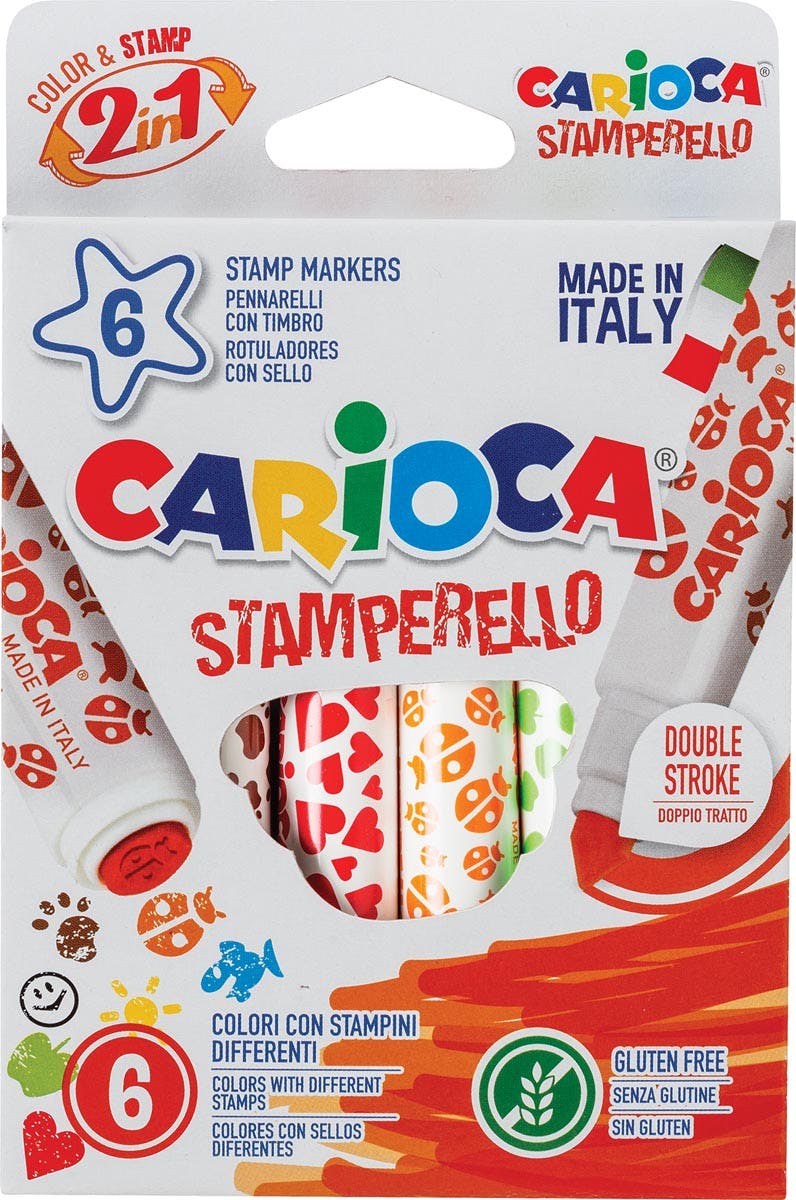 Carioca stempelstift Stamperello, doos van 6 stuks in geassorteerde ...