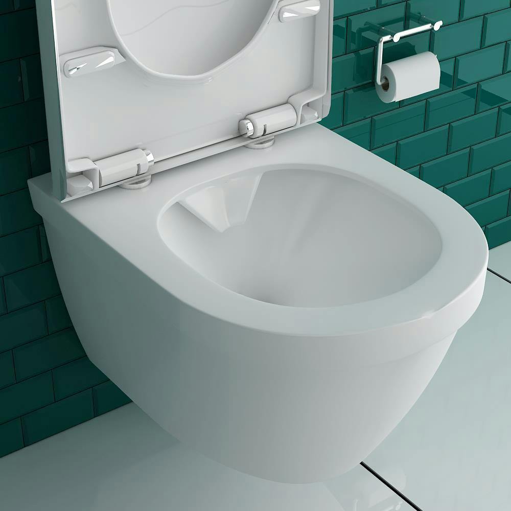 kurz spülrandlos Wand Hänge WC Toilette Nano Lotus Beschichtung Softlcose Sitz 