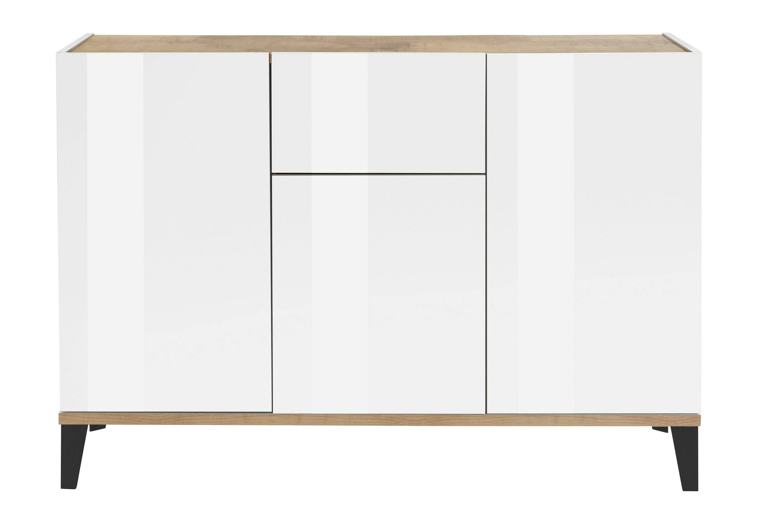 Credenza moderno bianco lucido, 4 ante, 3 cassetti - Alien