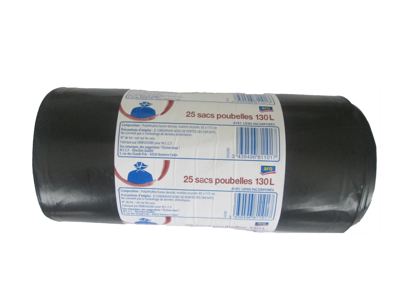 aro Sac poubelle liens incorporés 130 L x 25 METRO