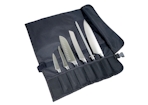 METRO Professional Juego de cuchillos, acero inoxidable/ poliéster, 44 x 87,5 x 1 cm, 6 piezas, incl. bolsa y afilador de cuchillos, negro