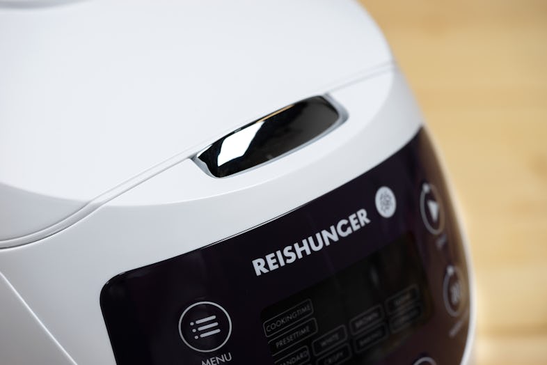 Reishunger Digitaler Mini Reiskocher und Dampfgarer, Grau - Timer - kleiner  Multikocher, 8 Programme, 7-Phasen-Kochtechnologie, 1-3 Personen