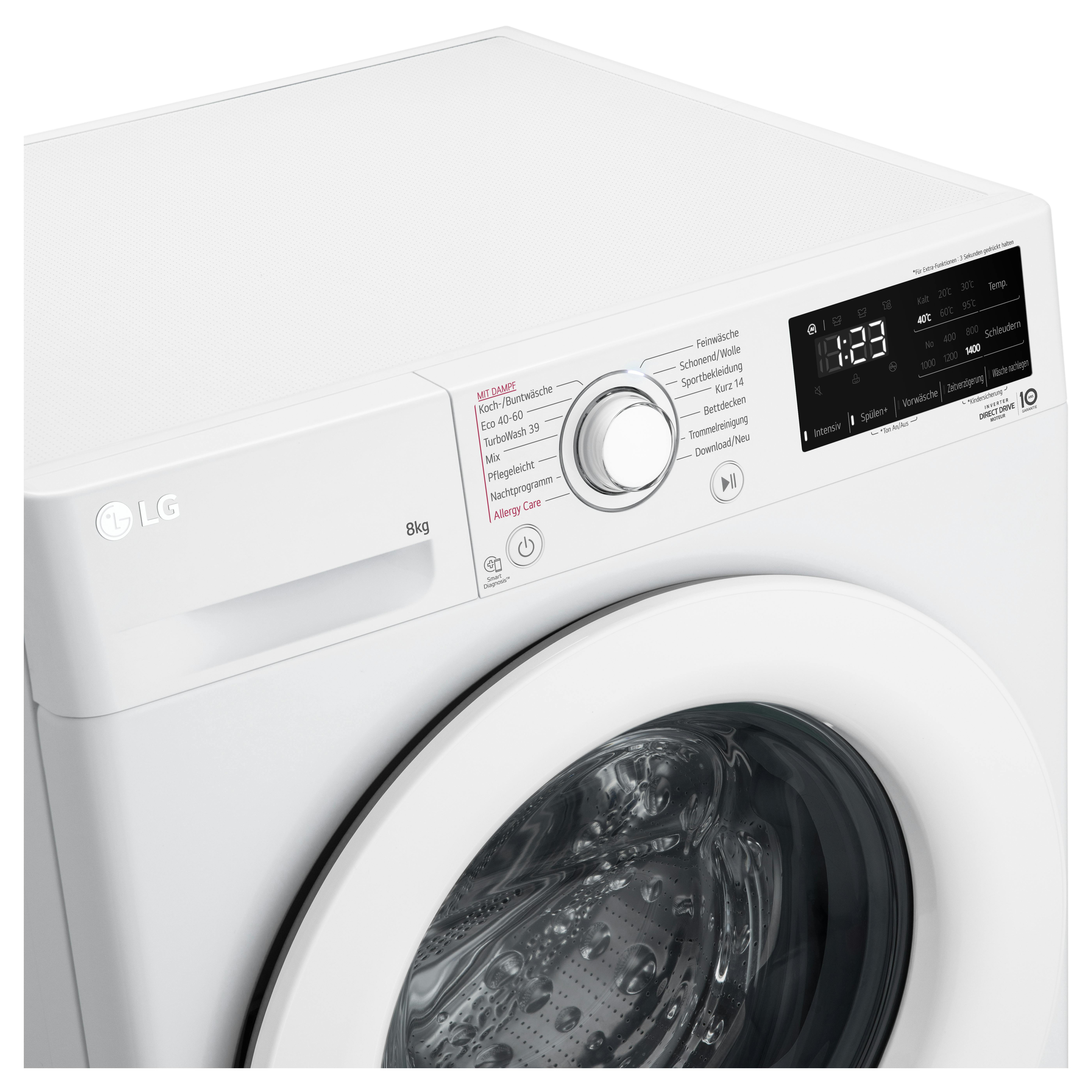 LG Waschmaschine U./Min. | 8 kg DD® Steam | 360° A 1.400 AI | | TurboWash® | METRO F4WV3183 | Energieeffizienzklasse | Marktplatz 