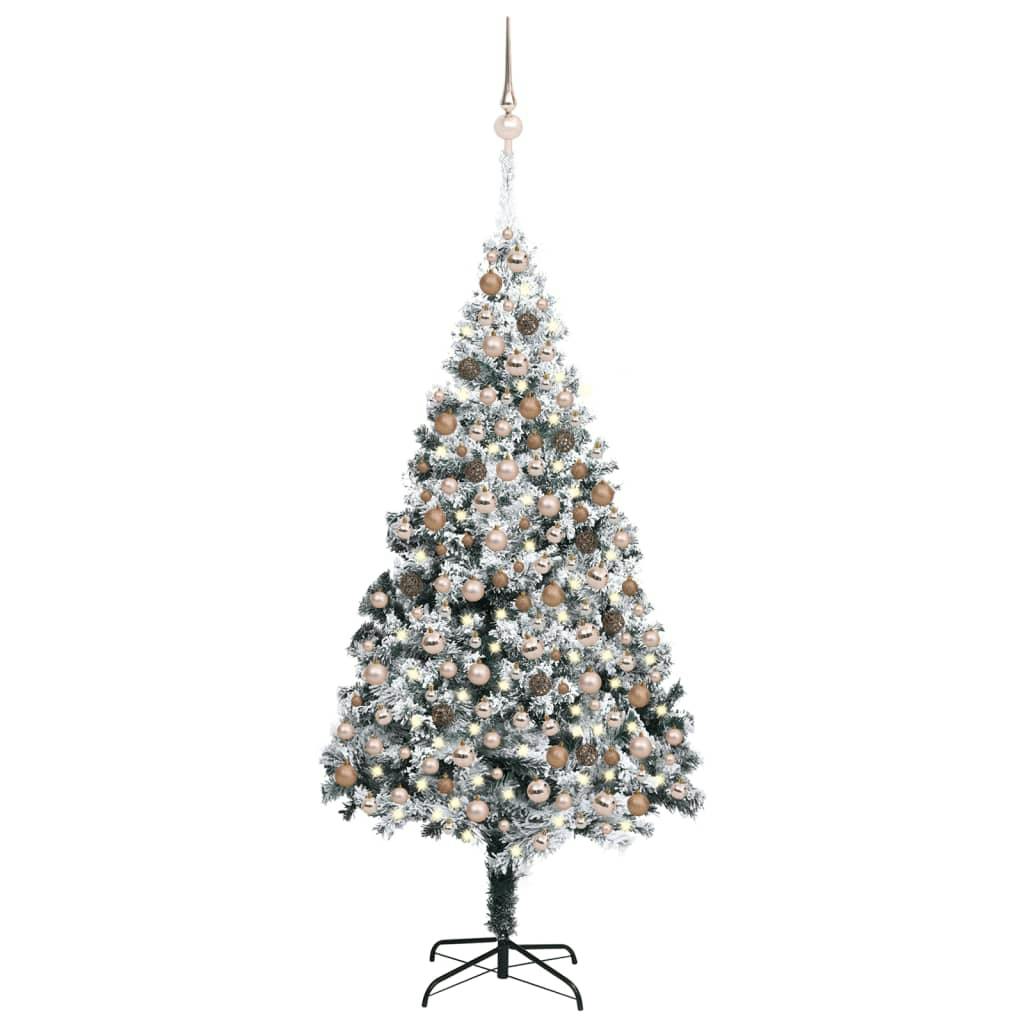 Künstlicher Weihnachtsbaum LEDs & Kugeln Beschneit Grün 300 cm METRO