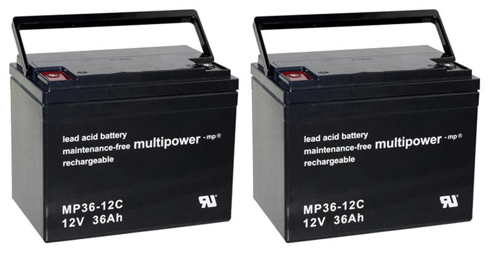 Ersatz-Akkus Batterien für Elektro-Rollstuhl Dupont Egine, 2 x 12V 36Ah  Blei AGM MP