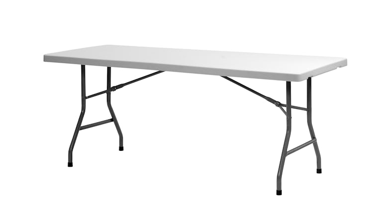 METRO Professional Outdoor Banketttisch, Stahl / Polyethylen, 183 x 76.2 x  74.3 cm, klappbare Beine , wetterfest, Verbindungssystem, weiß