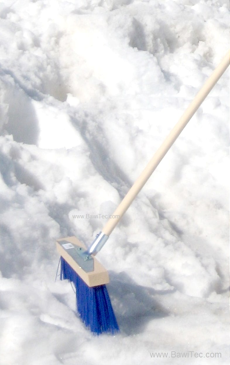 BawiTec Schneebesen Winterbesen Besen 35cm mit Stiel 160cm Eiskratzer blau  Schneeschieber