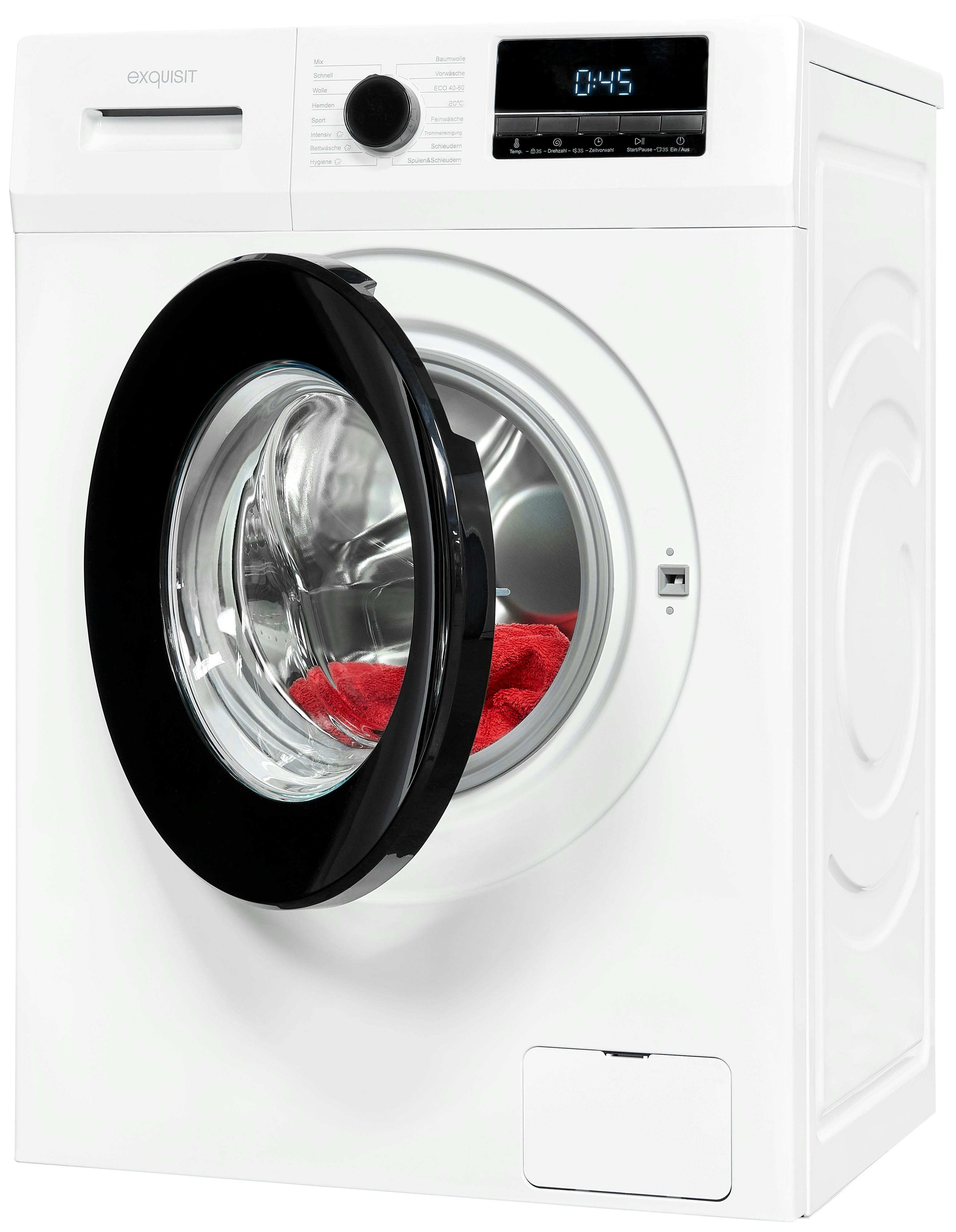 Exquisit Waschmaschine WA8014-340A kg 16 | Startzeitvorwahl | | weiss Energieeffizienzklasse Marktplatz Fassungsvermögen | | Waschprogramme A METRO | Kindersicherung 8