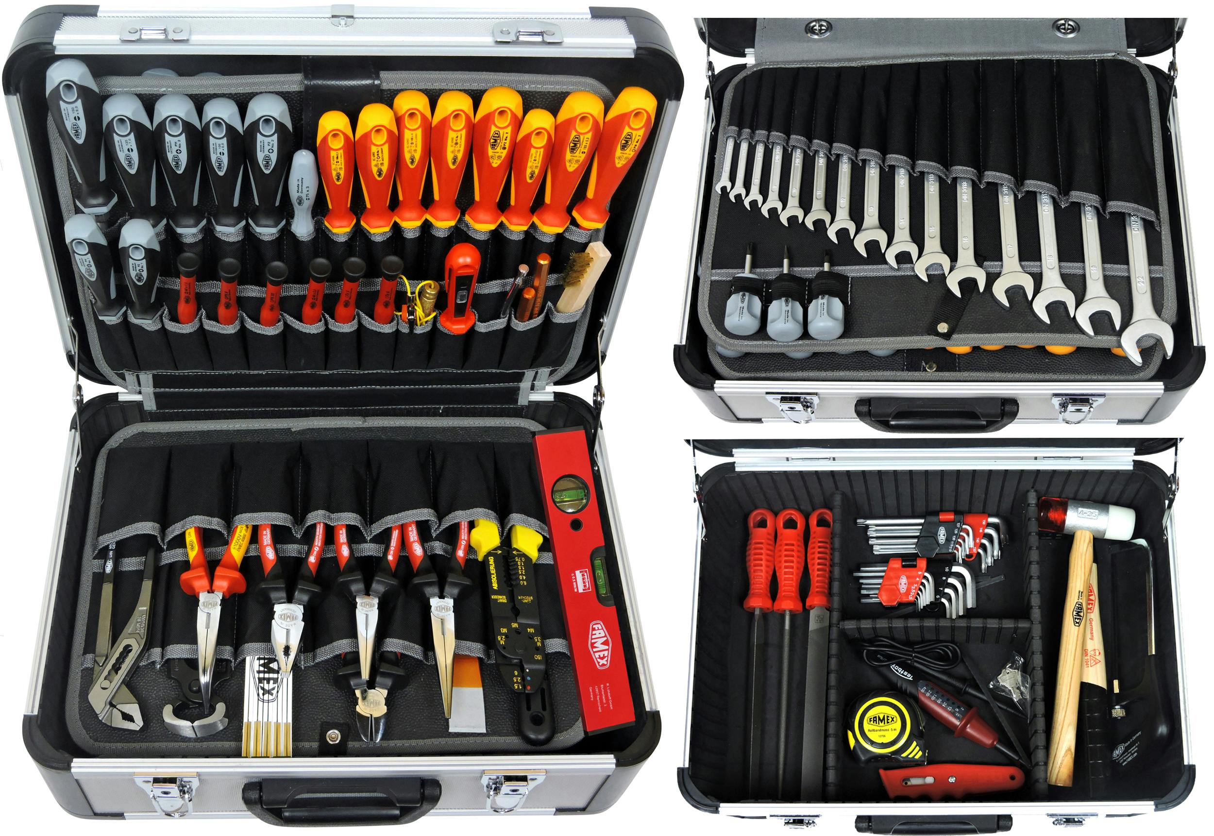 FAMEX 418-88 Profi | Werkzeugkoffer 128-tlg. METRO - Set Werkzeug Marktplatz PROFESSIONAL bestückt mit - Alu