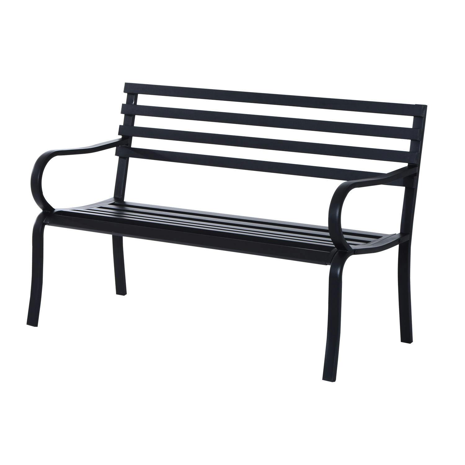 Panca da Giardino 2 Posti in Metallo 127x62x82 cm Nero