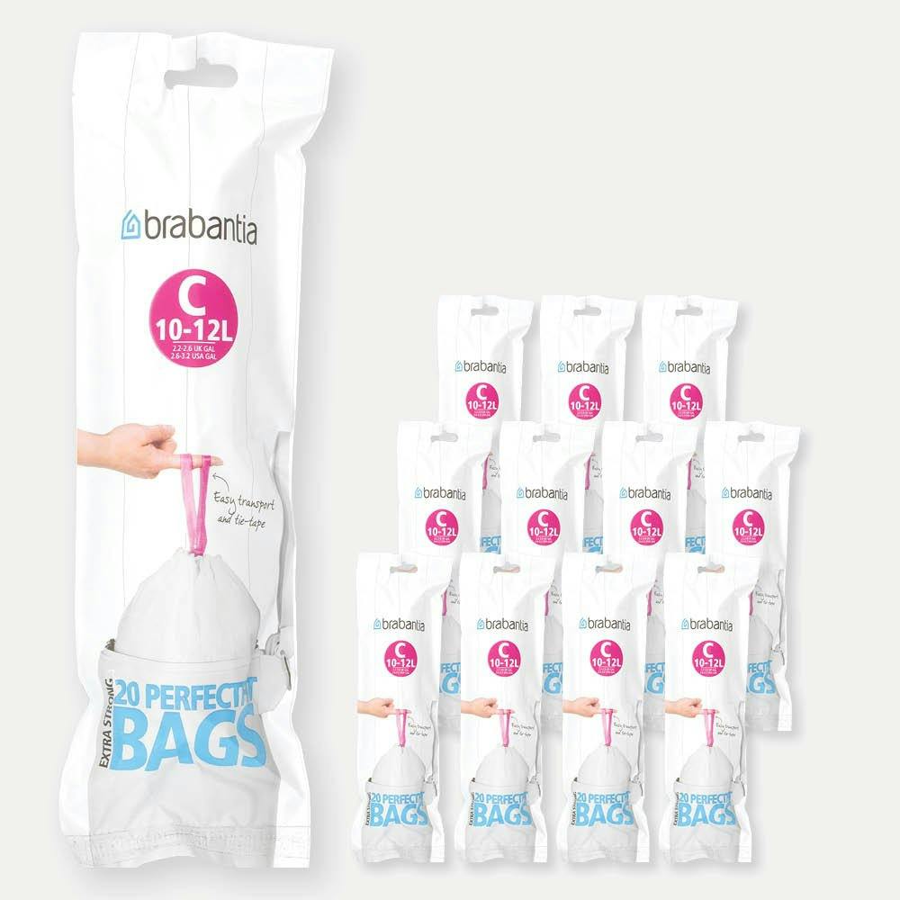 de 12 rouleaux de 20 sacs poubelle 10/12 l blanc code C (dont 1 offert -  Lot Multicolore Brabantia