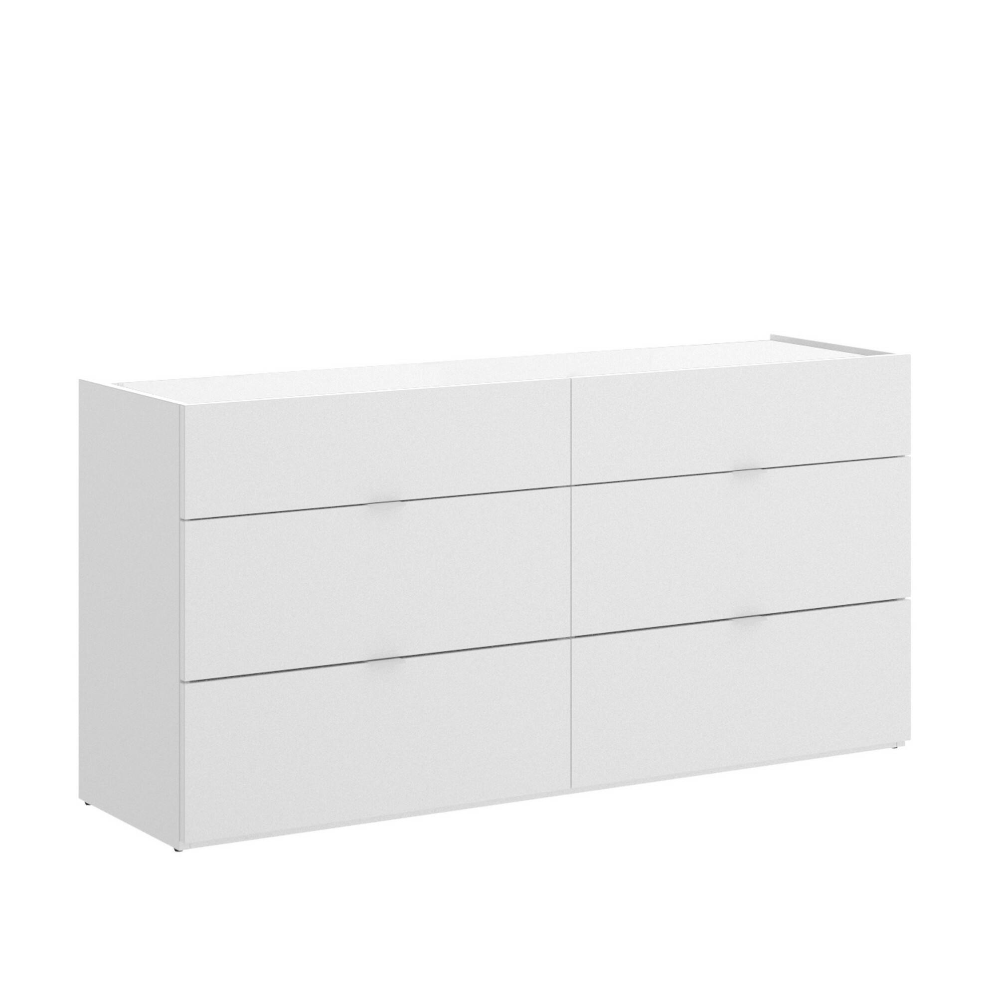 Dmora Cassettiera Ravino, Settimanale per camera da letto, Comò con 6  cassetti, 120x39h62 cm, Bianco