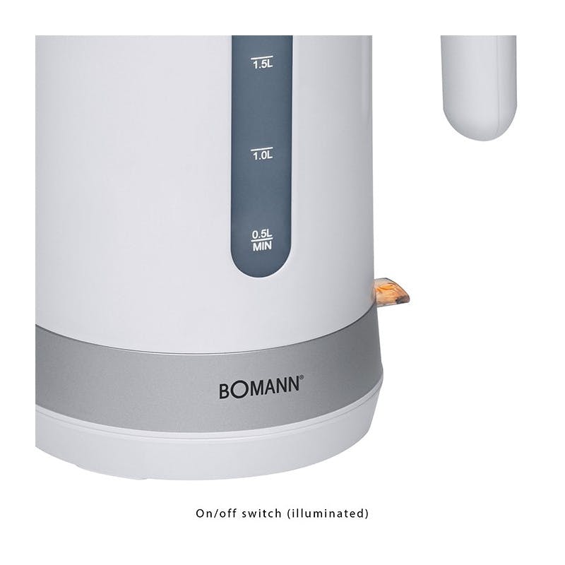 Bouilloire électrique 1,8L 2200W WK 5012 CB Blanc usage non-intensif Bomann