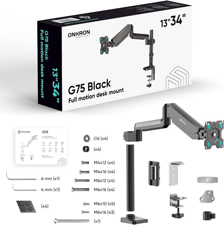 Onkron D208E-B Soporte para Dos Monitores 13-34 en Vertical Negro