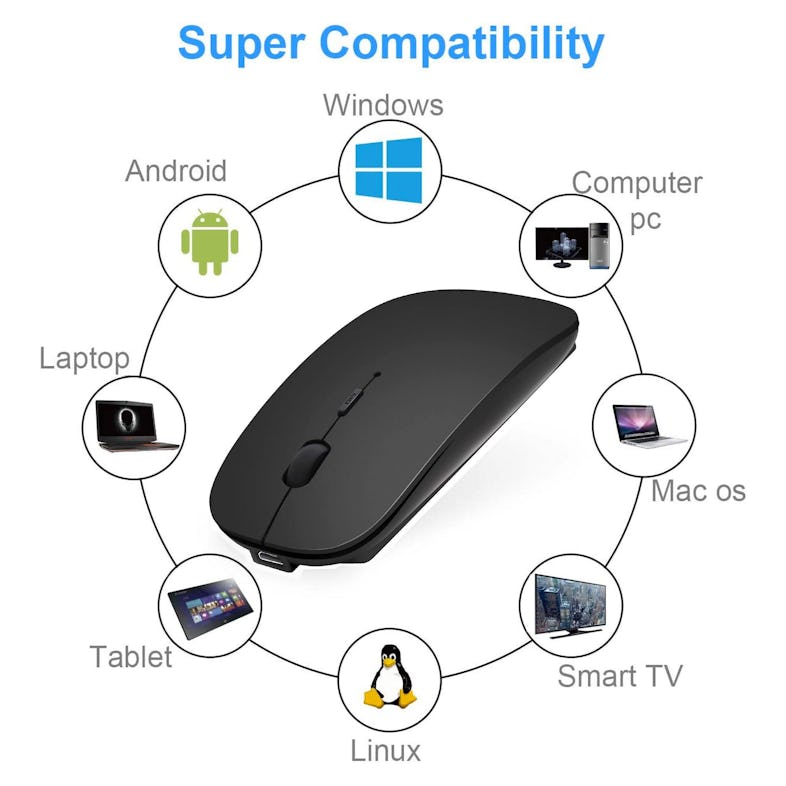 Mouse Bluetooth Ricaricabile Dpi Regolabili Compatibile Win Mac Android  Nero