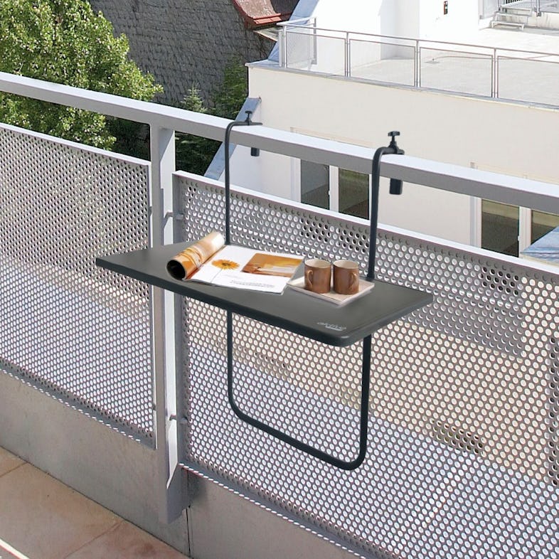 Tectake Mesa plegable de balcón para macetas mosaico 75x65x62cm -  terracota/blanco