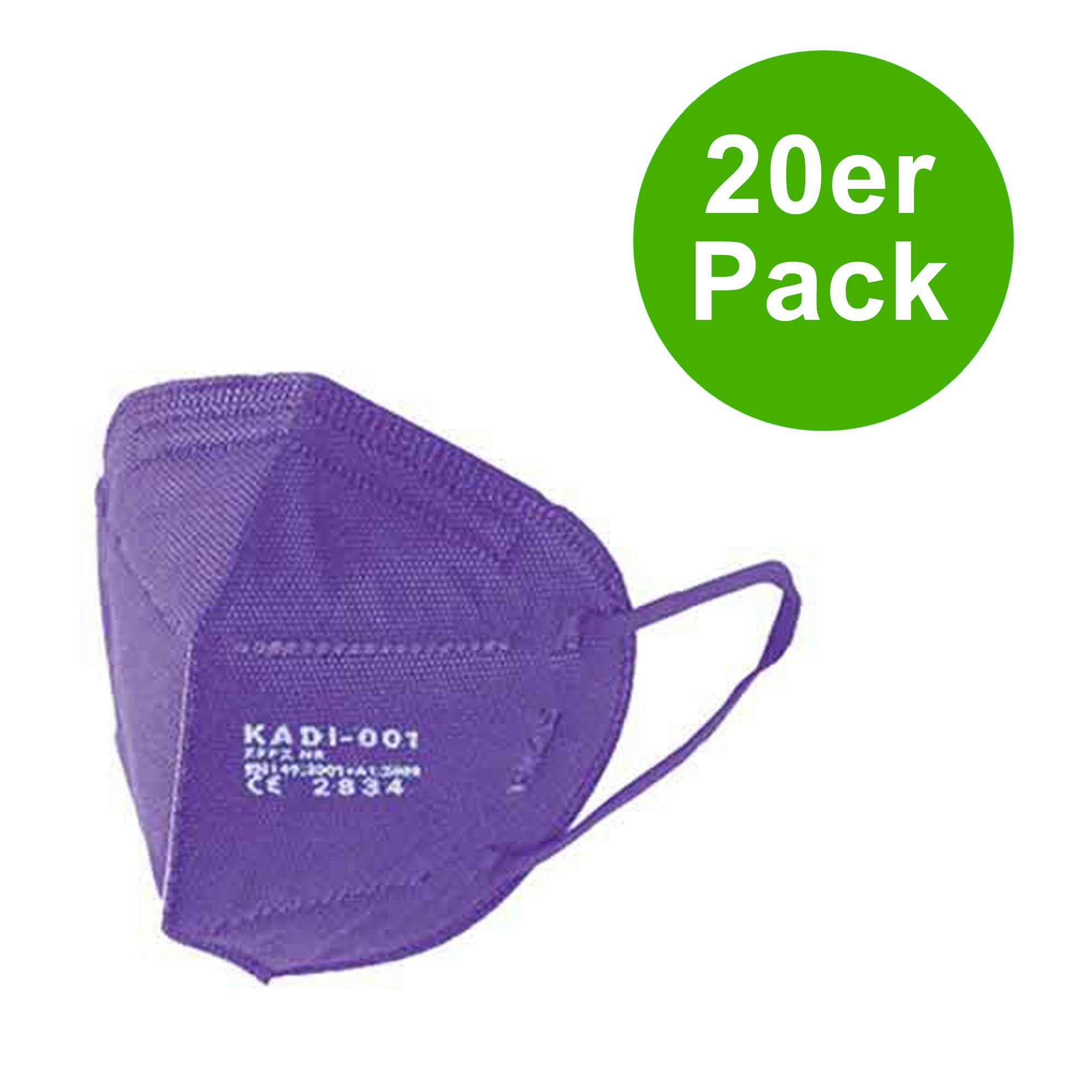 FFP2 Atemschutzmaske - FFP2 Maske in Lila - Einzeln Verpackt - 20er