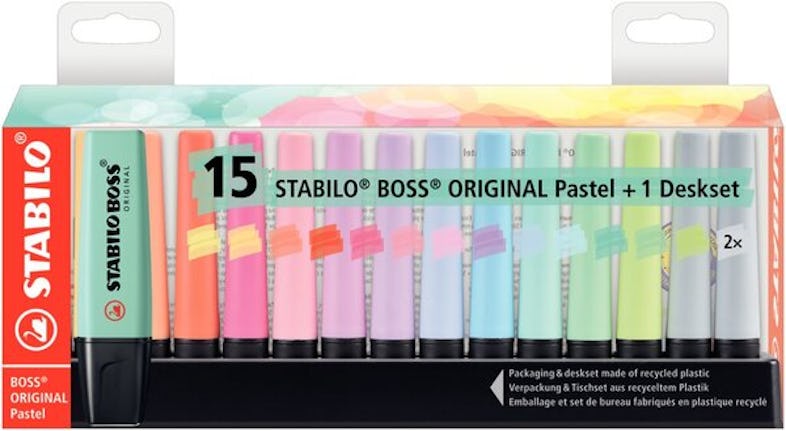 STABILO Set de bureau de 15 surligneurs BOSS ORIGINAL Pastel