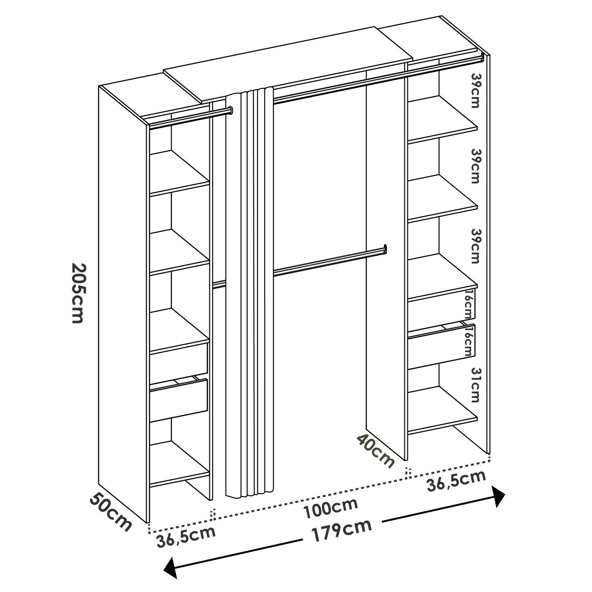 DMORA - Guardaroba Resegone, Struttura Per Cabina Armadio, Mobile Appendiabiti  Aperto, 180x50h205 Cm, Rovere E Antracite - ePrice